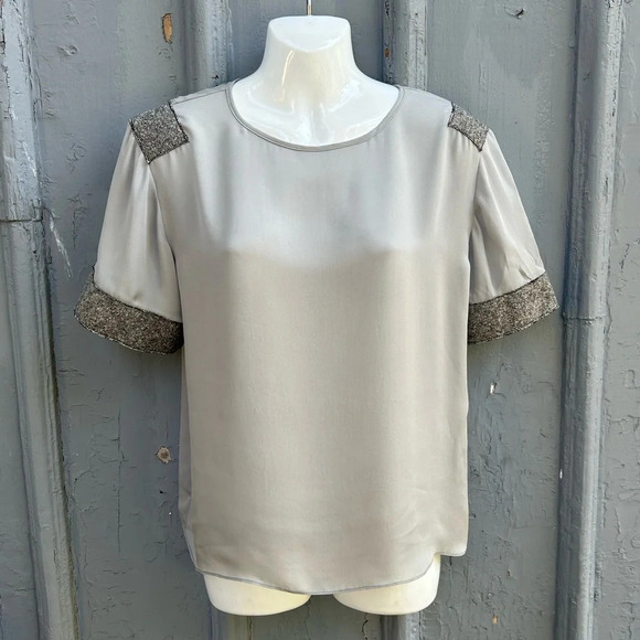 Tome NYC Grey silk Contrast blouse, size M - Picture 1 of 9